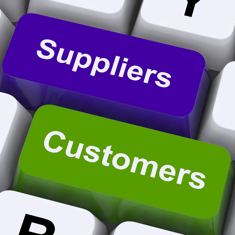 Suppliers And Customers Keys Show Supply Chain Or Distribution