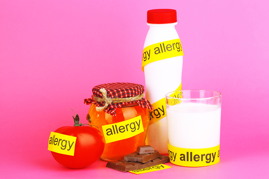 Allergenic Food On Pink Background