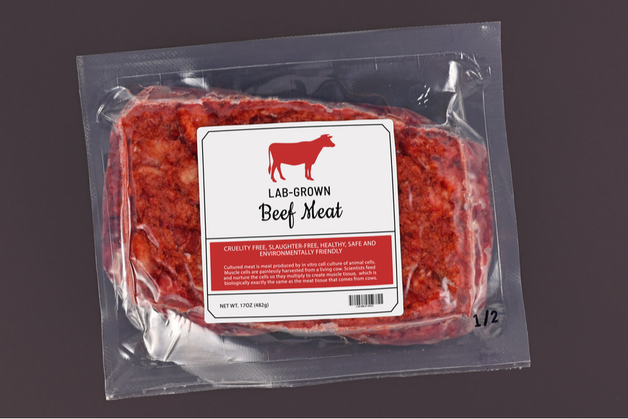 A package of ground beef labelled "Lab-Grown"