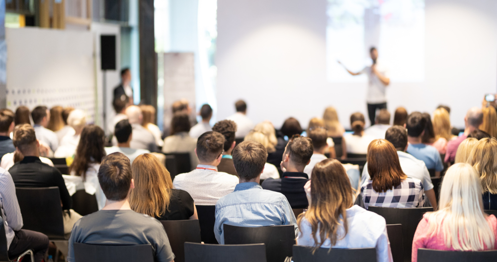 Speaker Giving A Talk In Conference Hall At Business Event